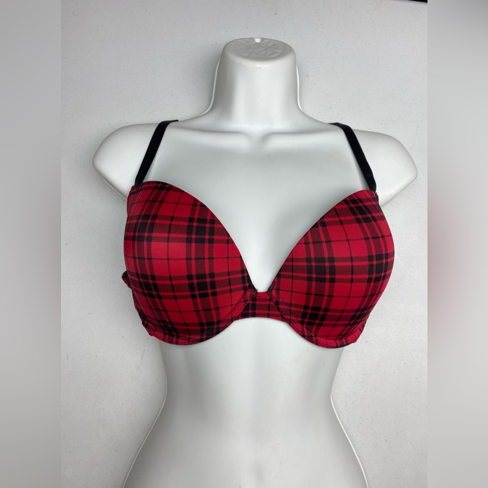 La Senza RED/BLK PLAID Remix, 36C. *P1048